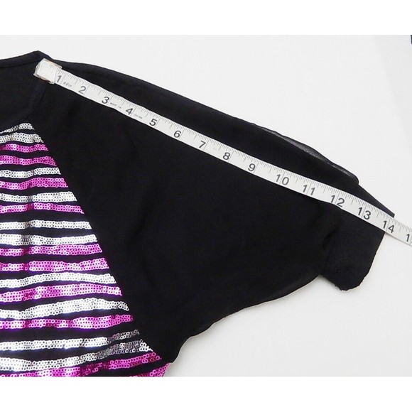 Beautees Girls T-Shirt Top Sz S 3/4 Sleeve High-Low Round Neck Relaxed Sequin - Picture 7 of 8